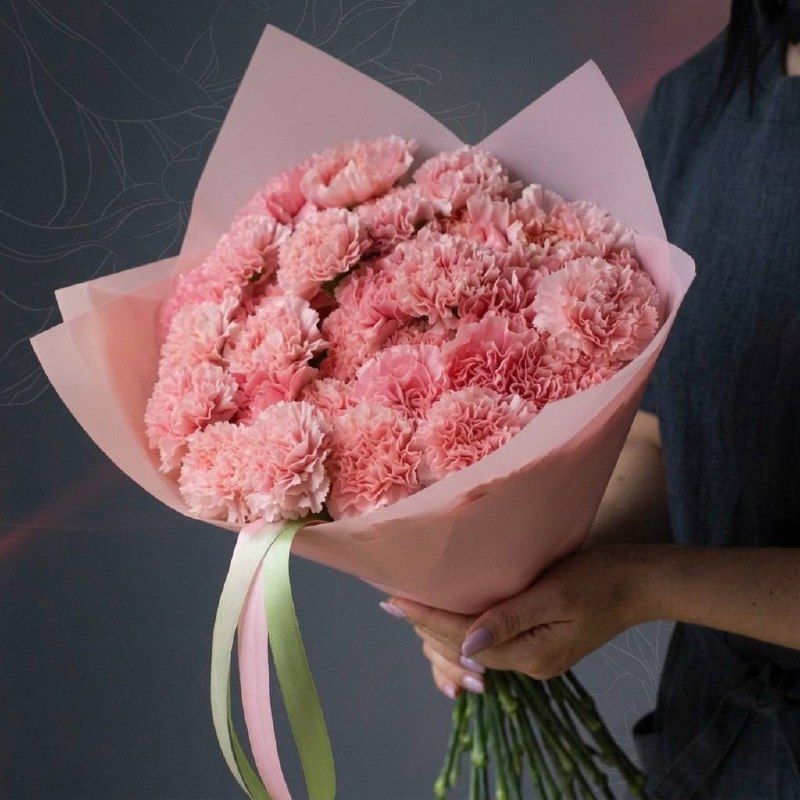 Моно-букет из 25 розовых диантусов
